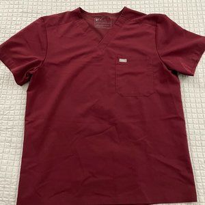 FIGS Men's Burgundy Leon™ - Two-Pocket Scrub Top - L / Burgundy